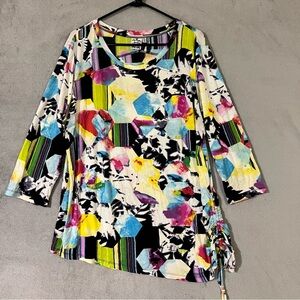 Parsley & Sage Asymmetrical Hem Tunic Top. Womens Size XL. Abstract Print.